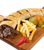Meat Shawarma Plate With Sliced Arabic Bread